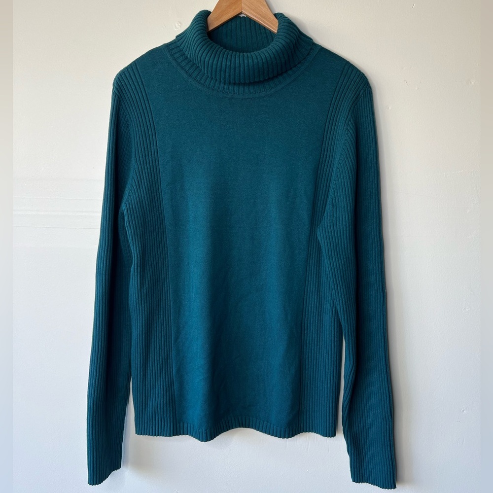 Leo & Nicole Teal Knit Turtleneck, XXL